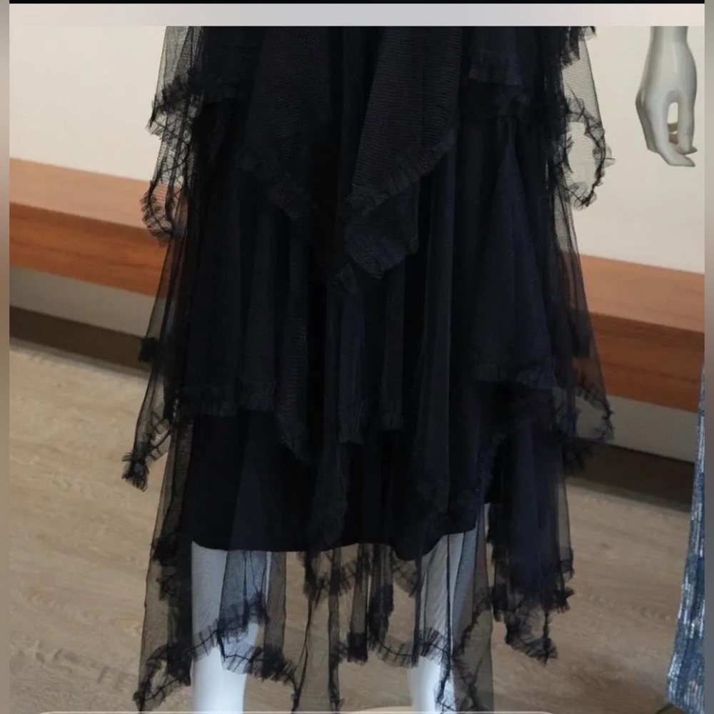 Elegant ruffled layered black skirt